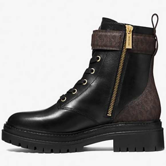 Michael Kors Stark Logo and Leather Combat Boot - Picture 2 of 12